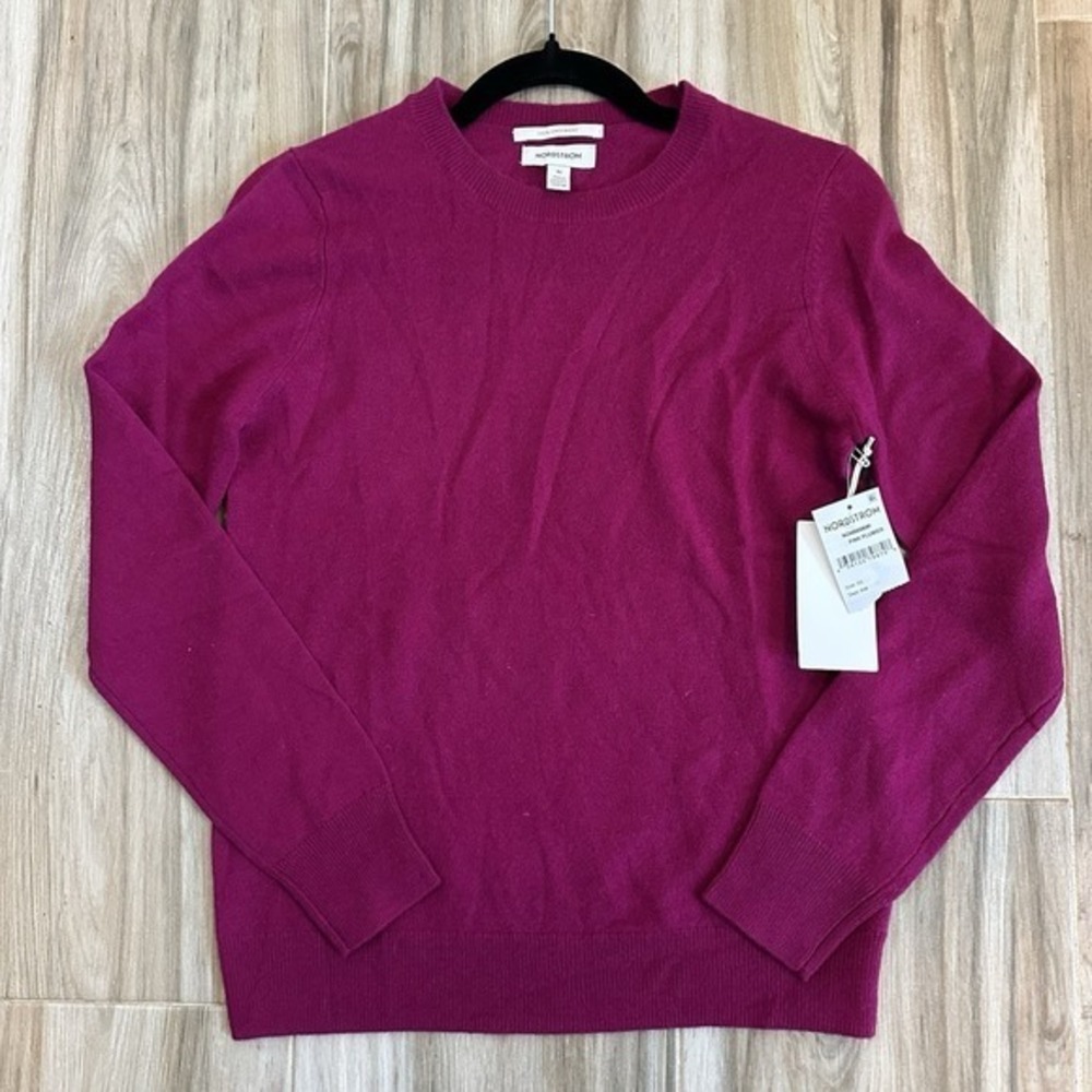 NWT Nordstram Cashmere Sweater XS‎ Pink Fuchsia Luxury Career Classic Cozy